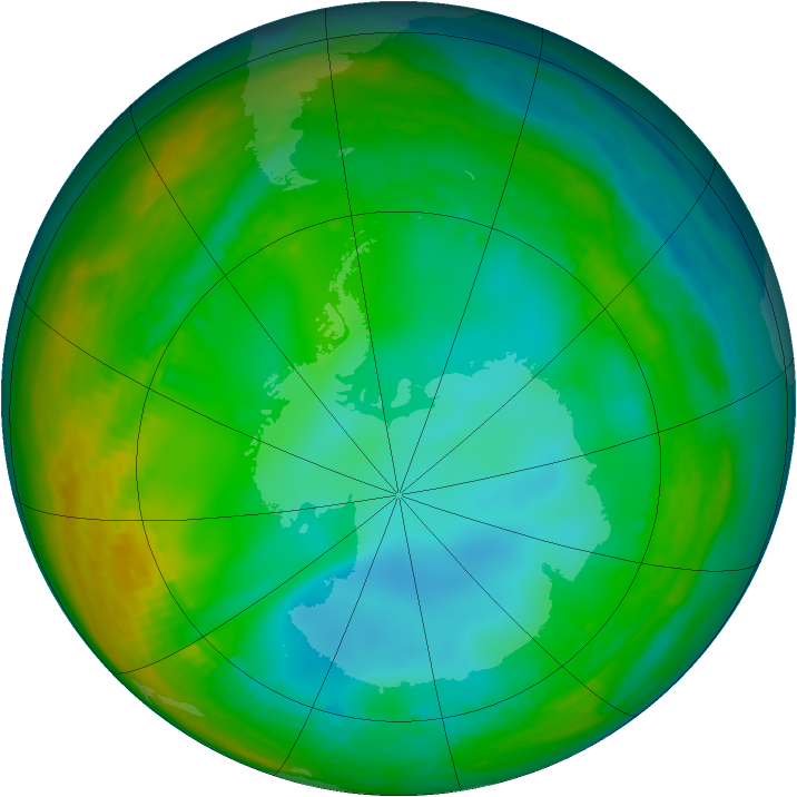 Antarctic ozone map for 07 July 1982